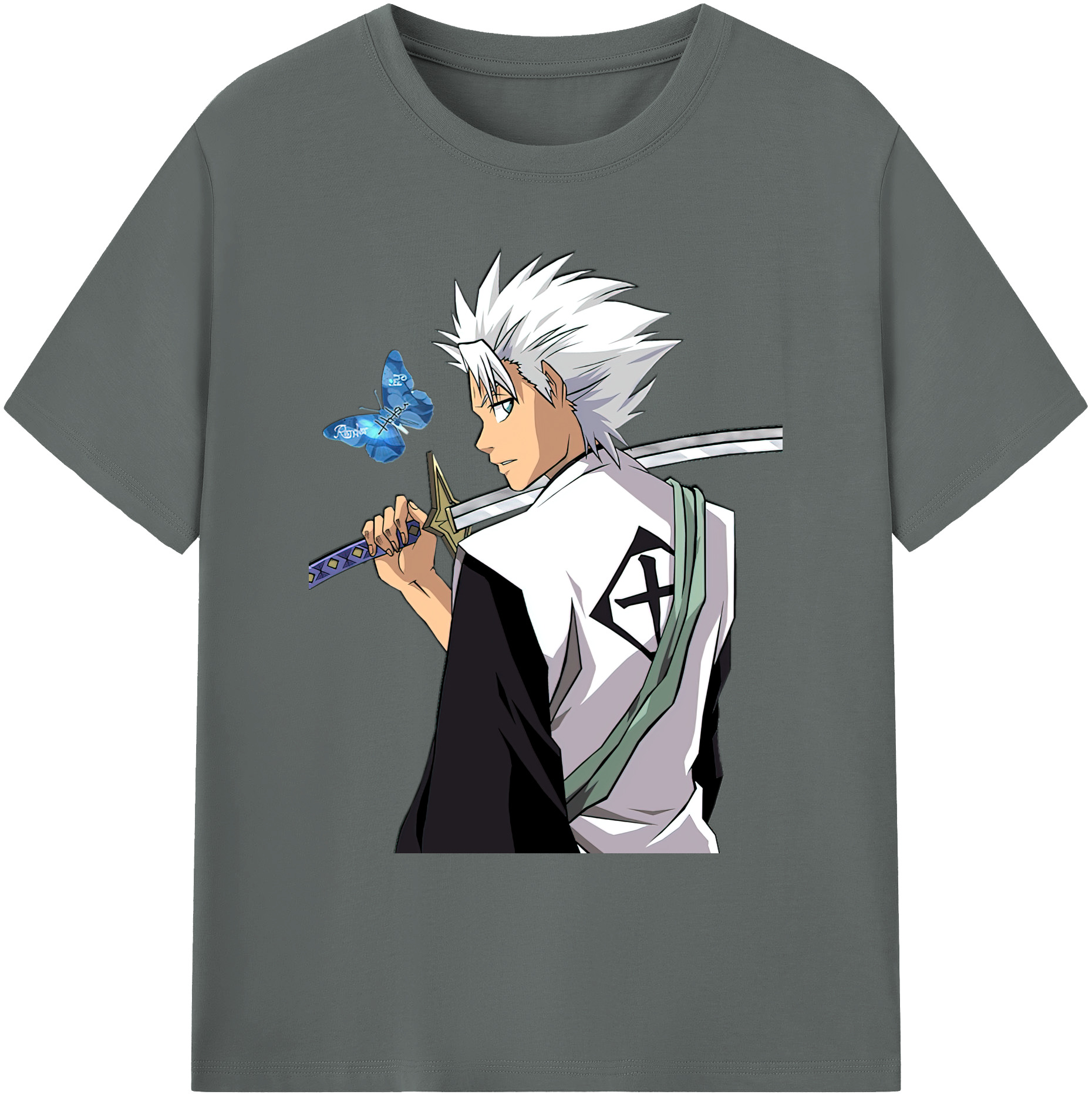 （画像用） ブリーチ 日番谷冬獅郎（ひつがや とうしろう） BLEACH Hitsugaya Toushirou 綿100％ メンズ半袖Tシャツ｜肌触りやわらか＆通気性